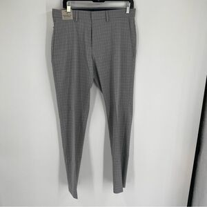 Kenneth Cole Premium Flex Gray Plaid Trousers Stretch Slim Fit size 33 x 30